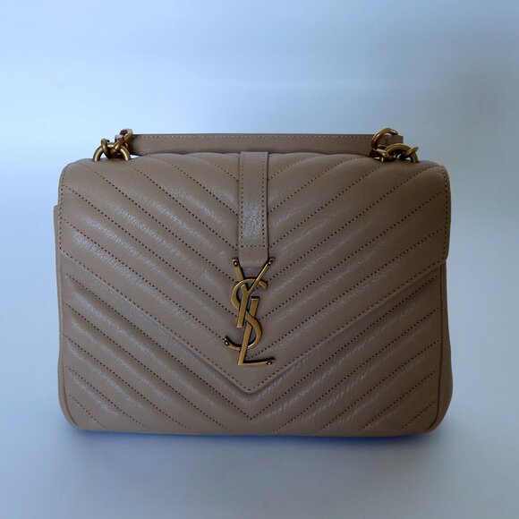 YSL College Medium Bag Dark Beige - Picture 1 of 4